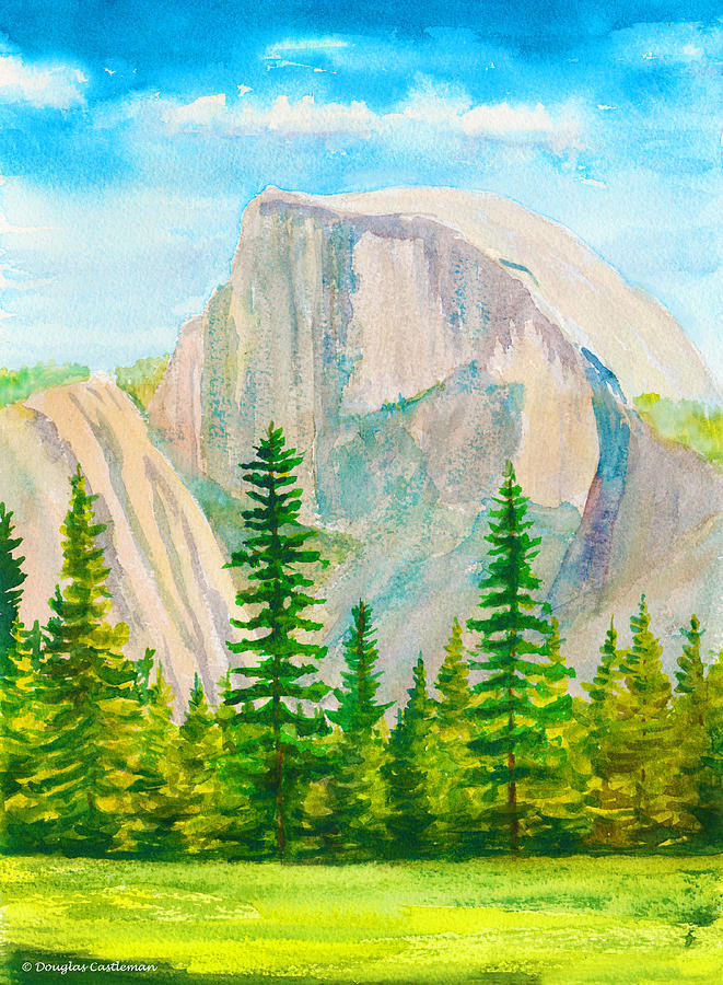 Half Dome Mountain Painting by Douglas Castleman