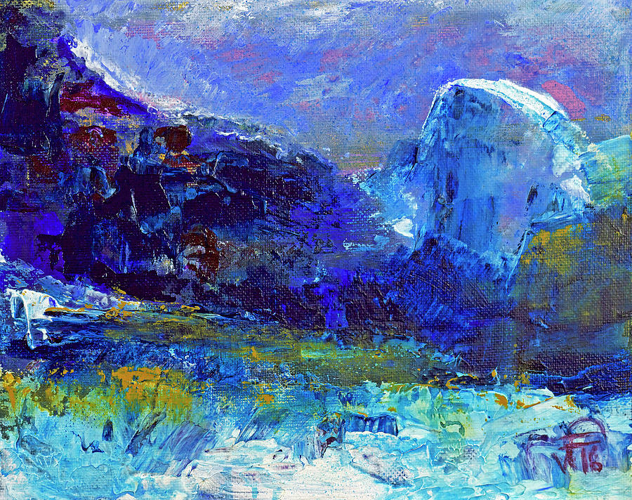 Half Dome Winter Painting by Walter Fahmy