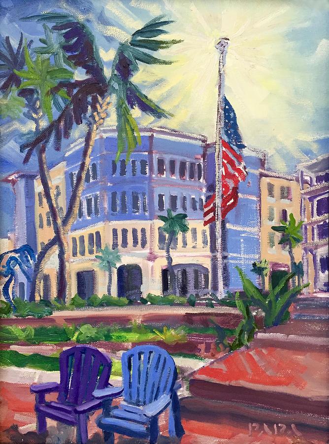 Half Mast at Harbourside Place Painting by Ralph Papa