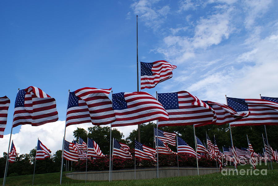 Flag Photograph - Half Mast Flag Cape Girardeau Missouri 911 Memorial by MountainSky S
