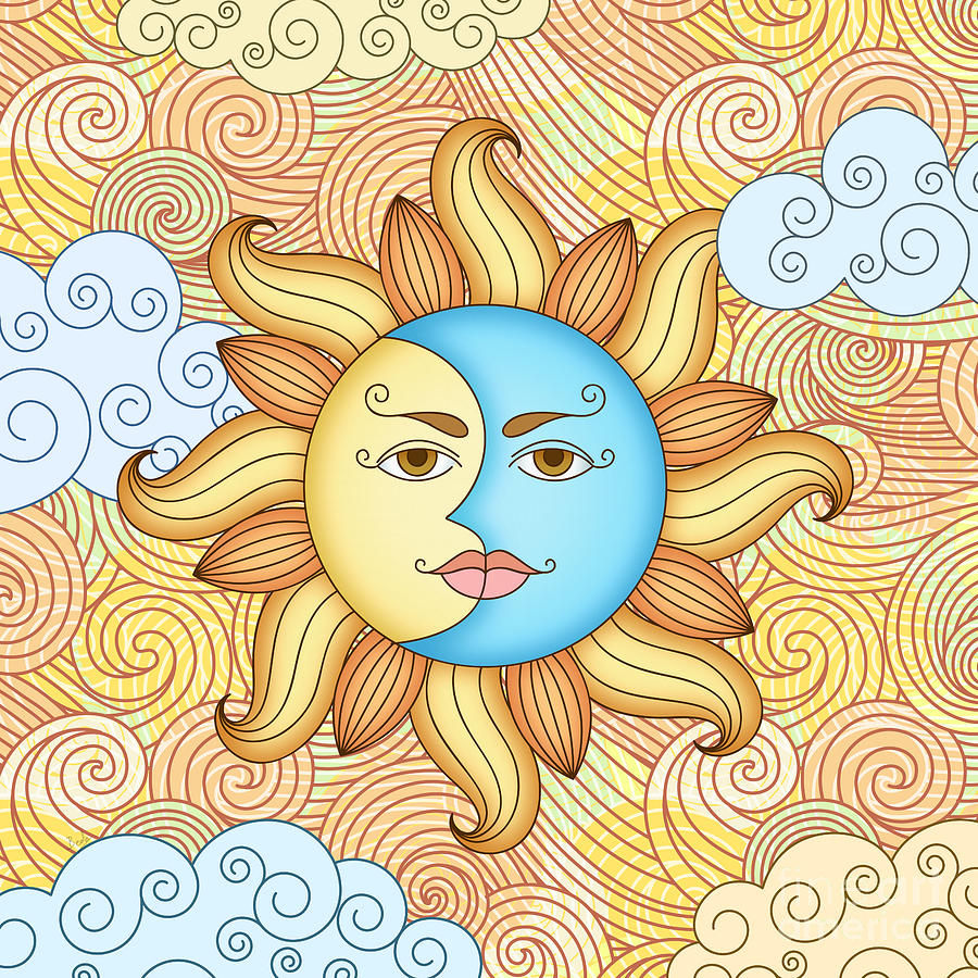 Half Moon and the Sun Digital Art by Peter Awax