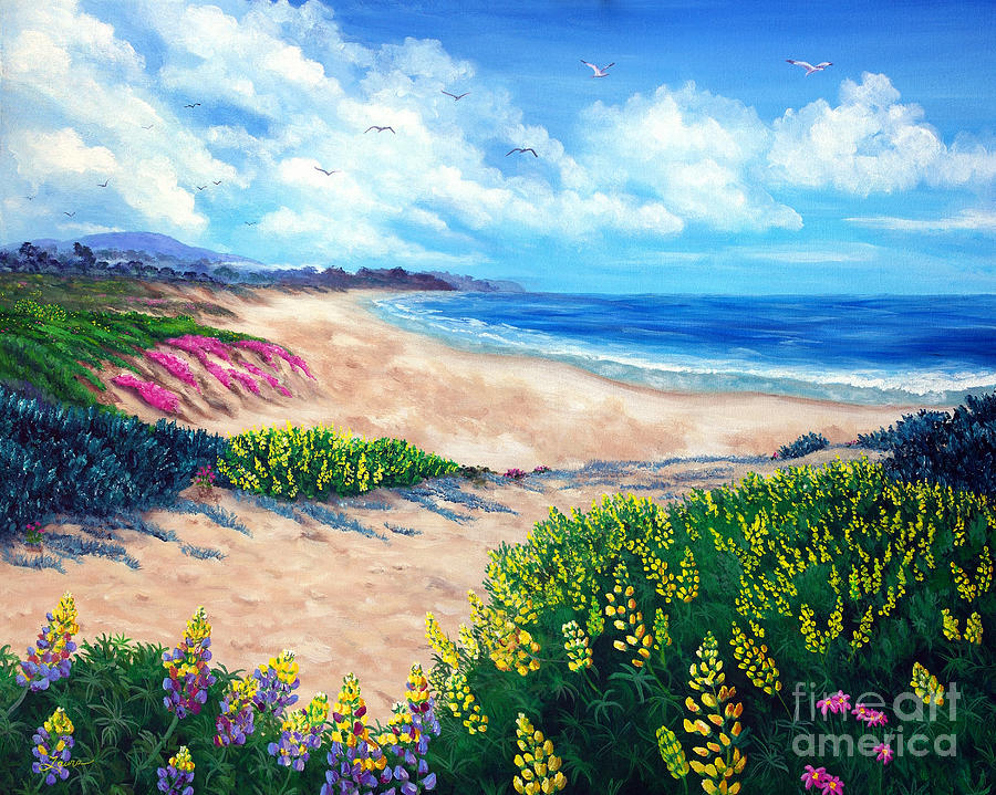 Half Moon Bay in Bloom Painting by Laura Iverson