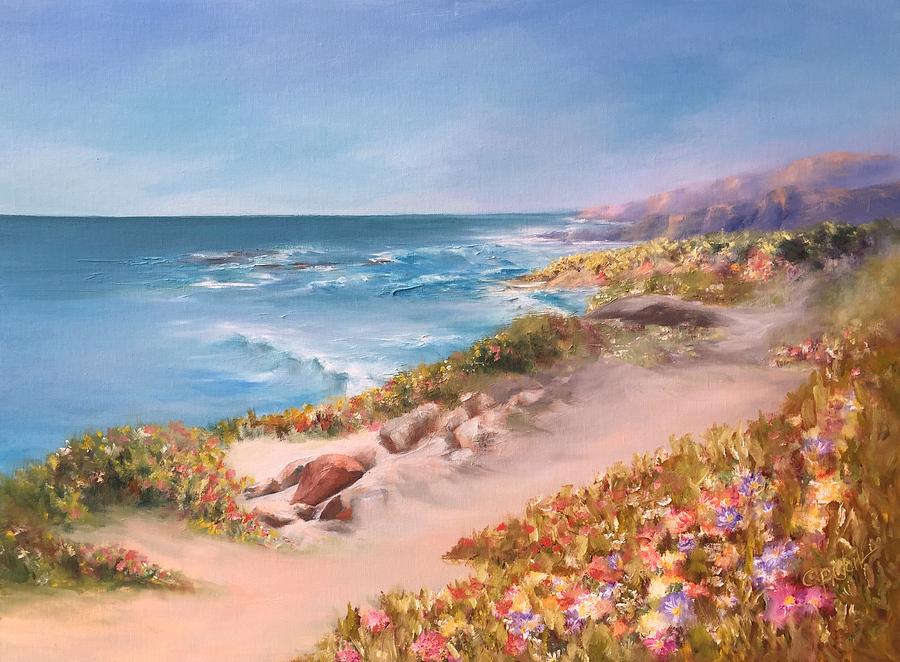 Spring Painting - Half Moon Bay, Spring Blossoms by Donna Pierce-Clark