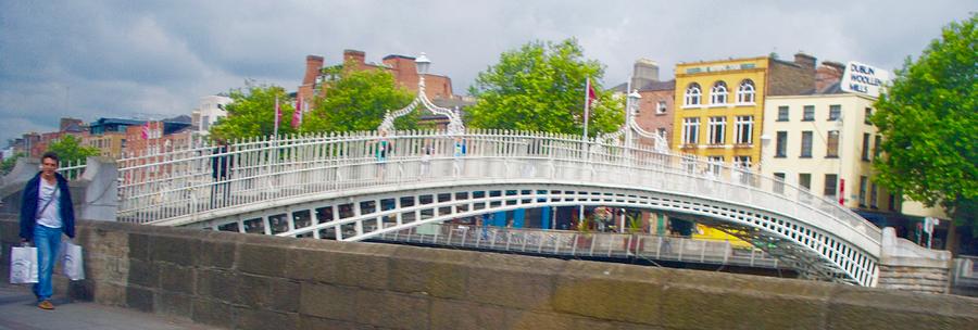 Half Penney Bridge over River Liffey in Dublin, Ireland Photograph by Kenlynn Schroeder
