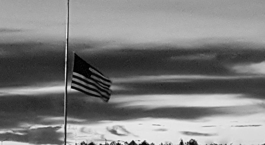 Architecture Photograph - HALF STAFF AT DAWN in B W by Rob Hans