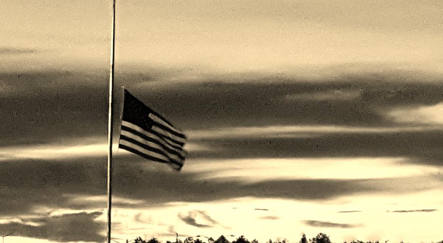 HALF STAFF AT DAWN in SEPIA Photograph by Rob Hans