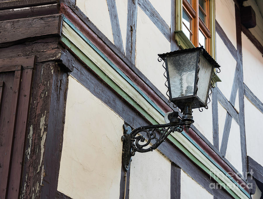 Vintage Photograph - Half-timbered House With Light by Compuinfoto