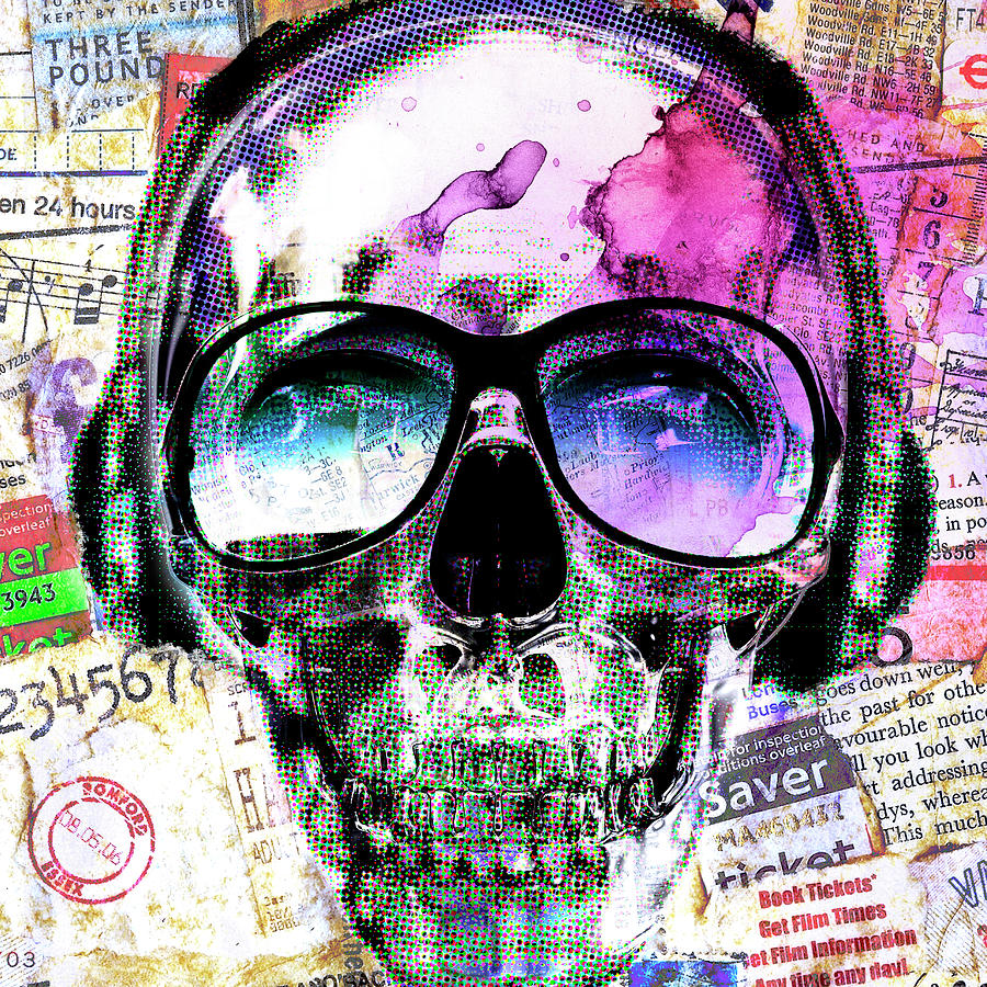 Halftone skull Digital Art by Luz Graphic Studio