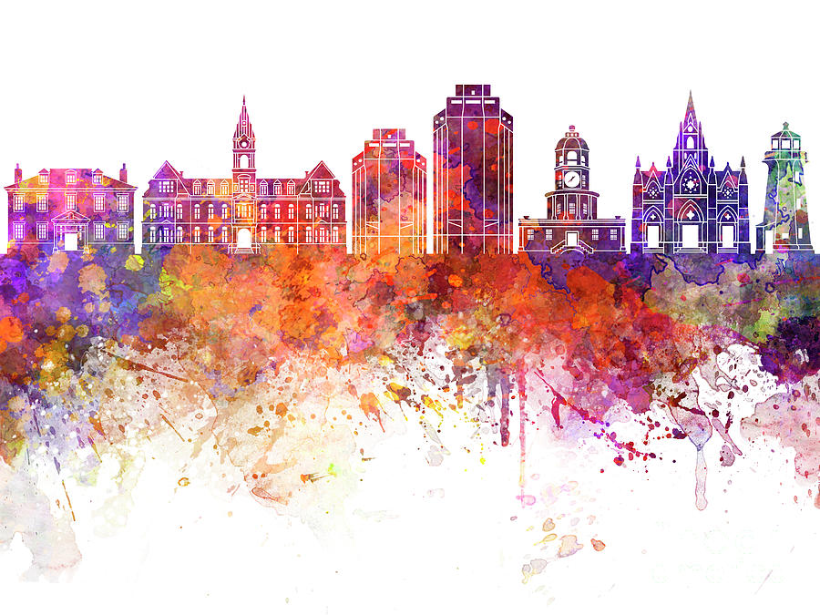 Halifax V2 skyline in watercolor background Painting by Pablo Romero