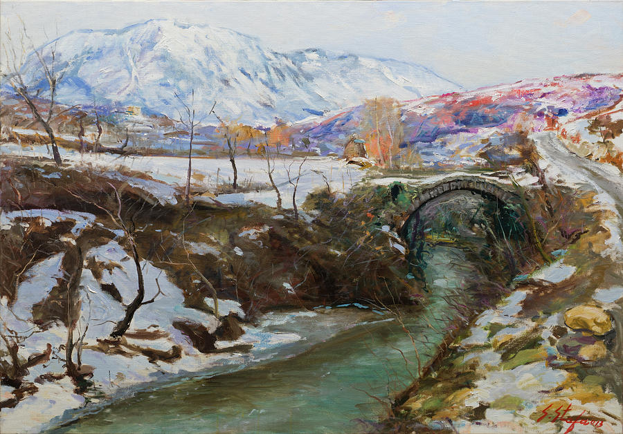 Halili Bridge, Mat, Albania Painting by Sefedin Stafa