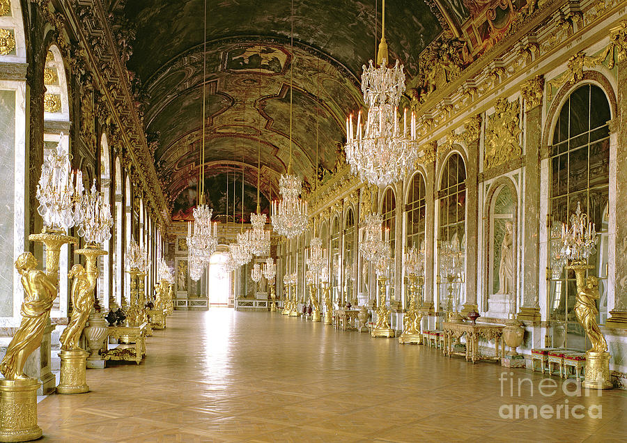 Architecture Photograph - Hall of Mirrors at the Chateau de Versailles by Jules Hardouin Mansart
