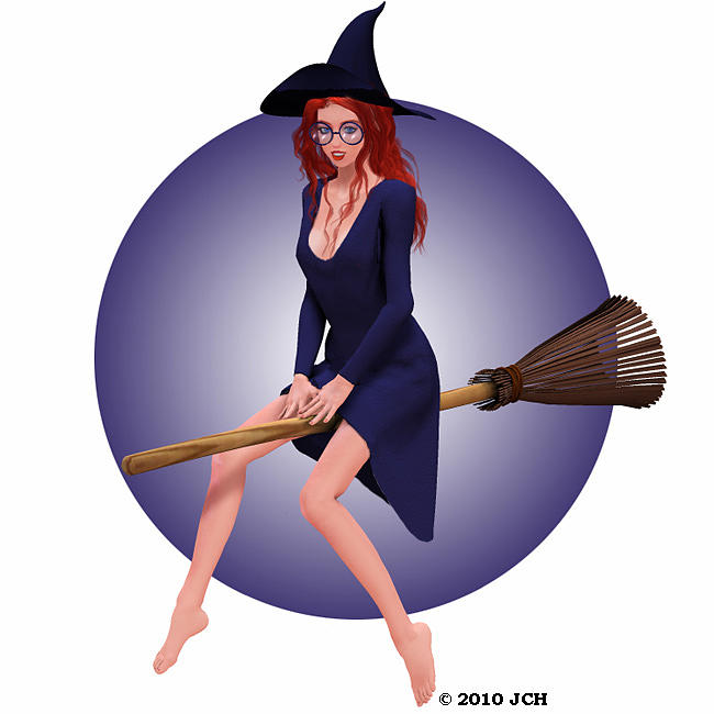 Halloween Digital Art - Halloween 2010 Cute Witch by John Hoagland