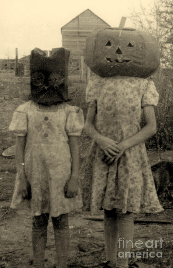 Halloween, Two Girls in Halloween costumes Photograph by American School