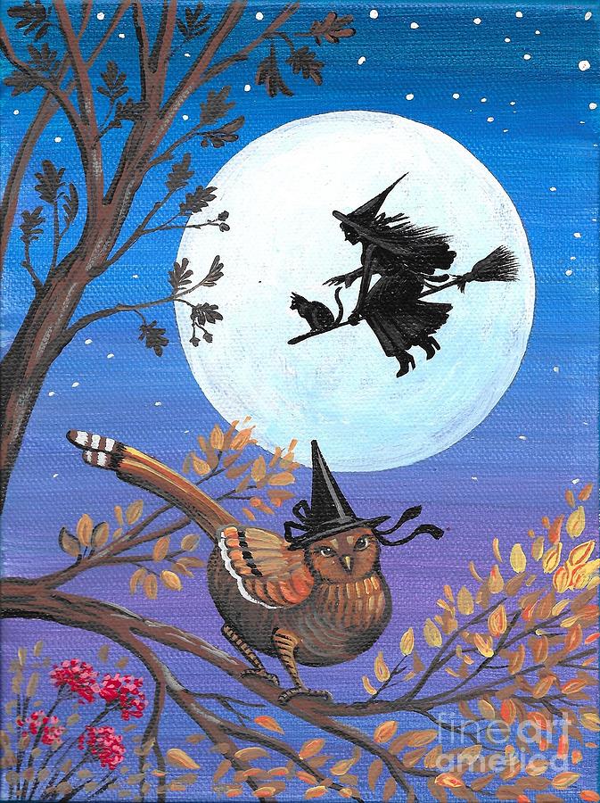 Halloween Forest Painting by Margaryta Yermolayeva