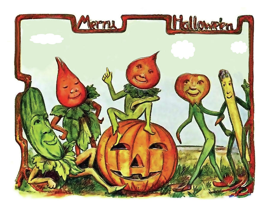 Vegetable Mixed Media - Halloween garden by Long Shot