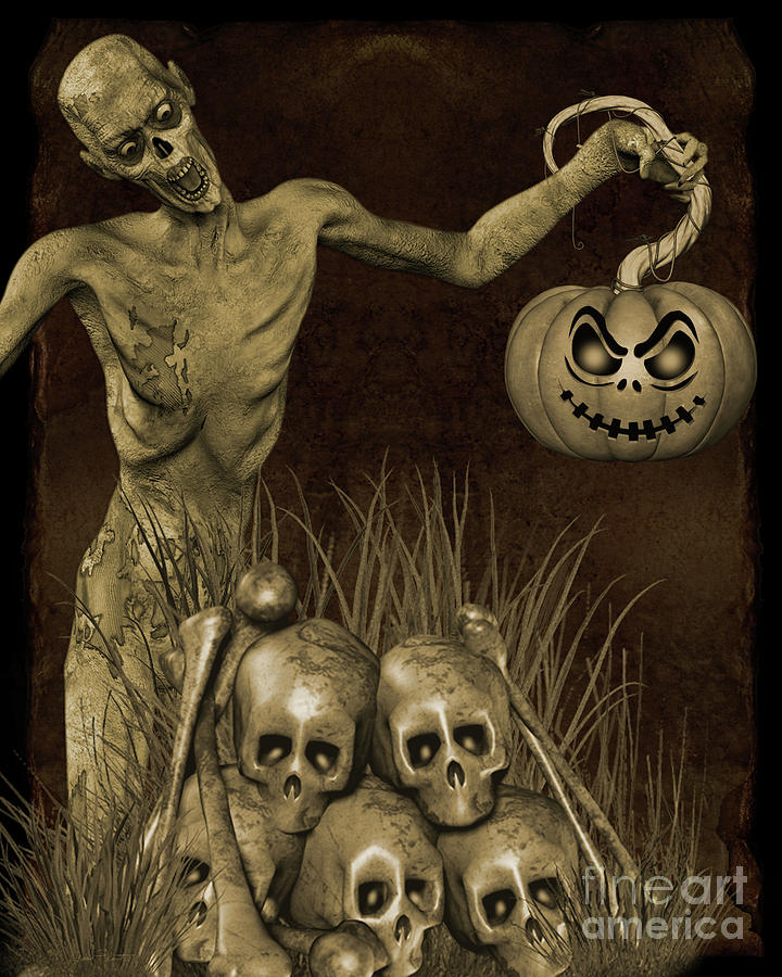 Halloween Graveyard-B Digital Art by Jean Plout
