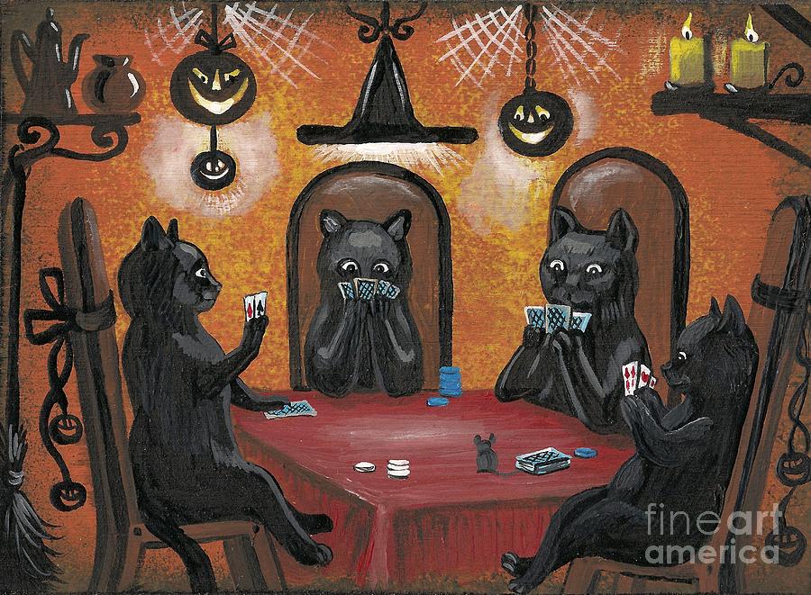 Halloween Hold Em Painting by Margaryta Yermolayeva