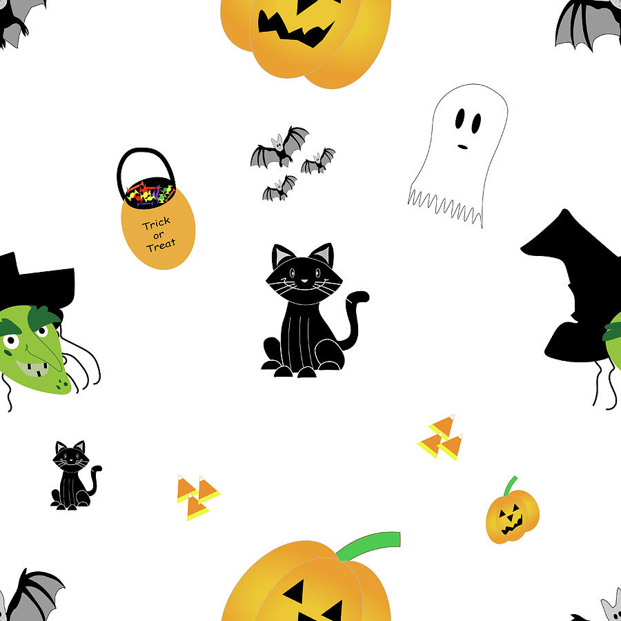 Halloween illustrated seamless pattern Photograph by Karen Foley