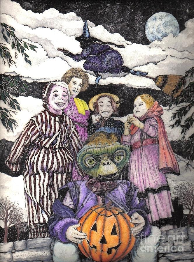 Halloween in Gloucester Drawing by James Oliver