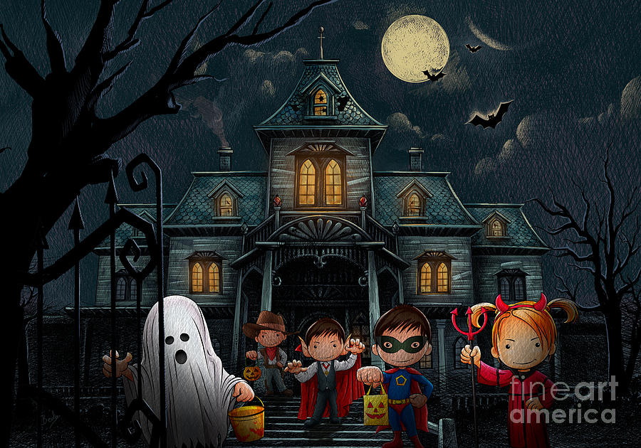 Halloween Digital Art - Halloween Kids Night by Peter Awax