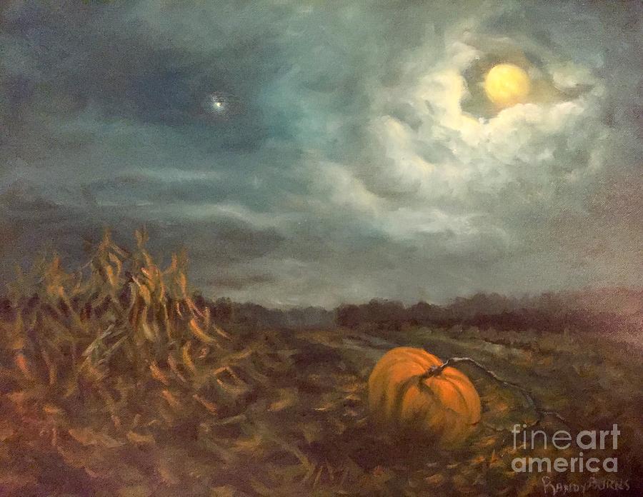 Halloween Mystery Under a Star and the Moon Painting by Randy Burns