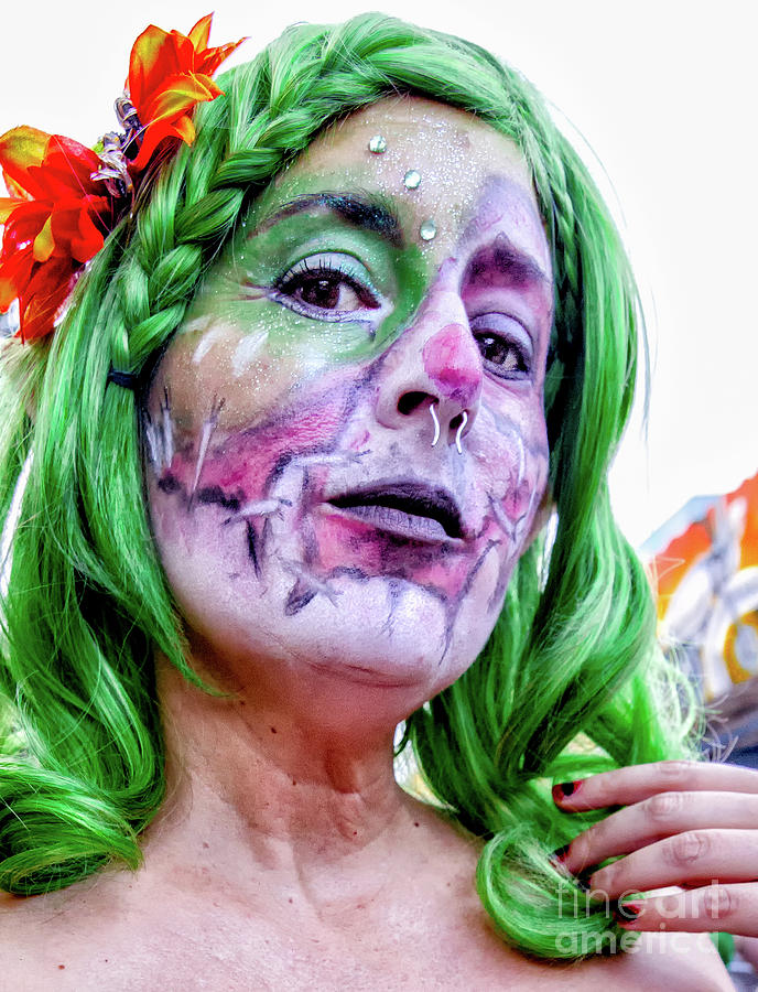 Halloween New Orleans- Woman with the Green Hair Photograph by Kathleen K Parker
