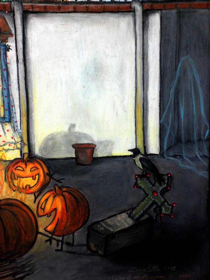 Halloween Painting - Halloween Night In Muggianu House Detail by Donatella Muggianu