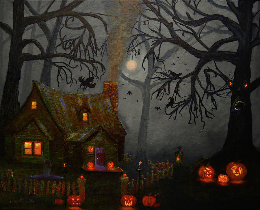 Halloween Night Painting 2 Painting by Ken Figurski