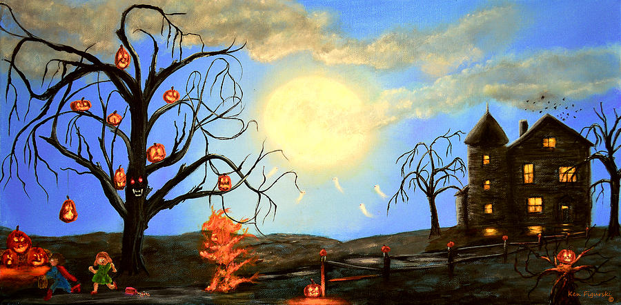 Halloween Night Two Painting by Ken Figurski