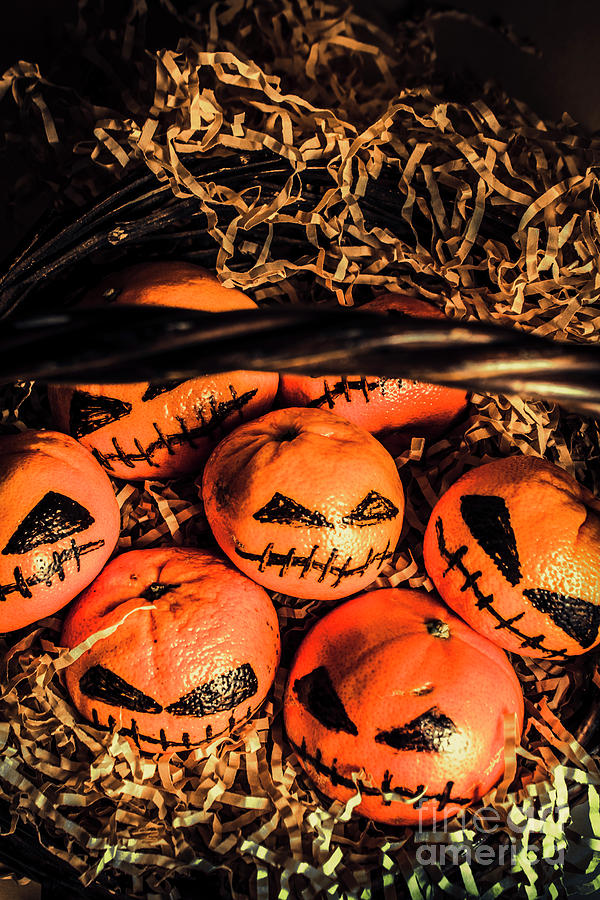 Halloween Photograph - Halloween pumpkin head gathering by Jorgo Photography