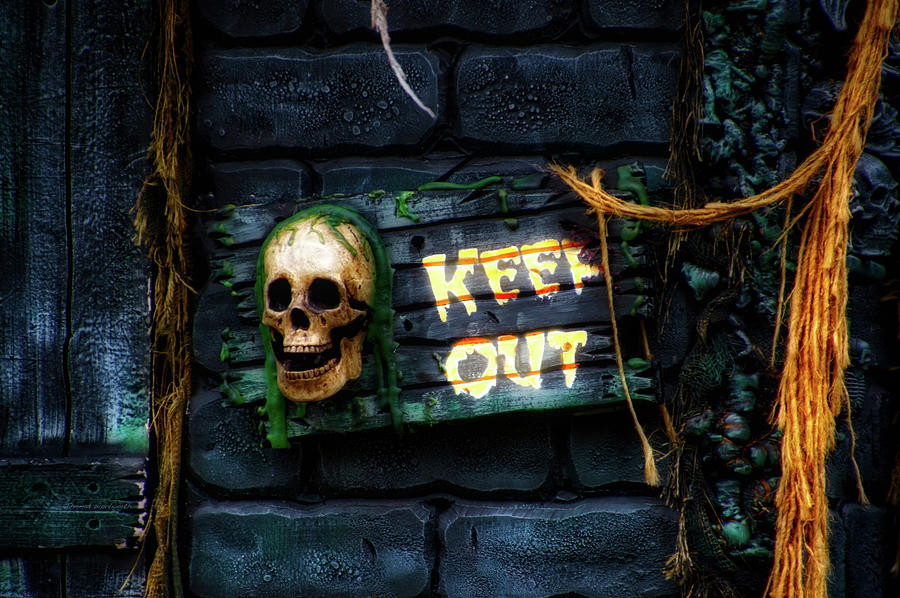 Halloween Skull Keep Out Signage Photograph by Thomas Woolworth