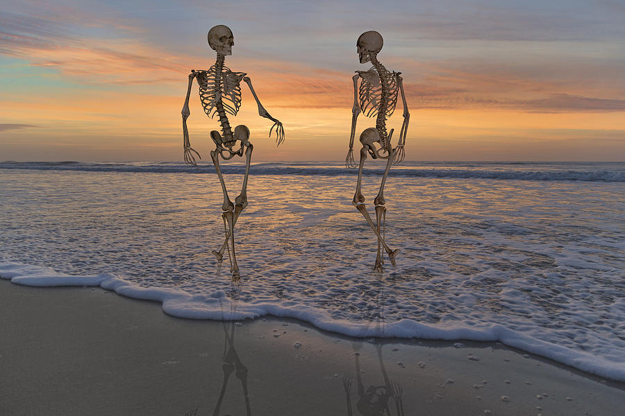 Skeleton Digital Art - Halloween Stroll by Betsy Knapp