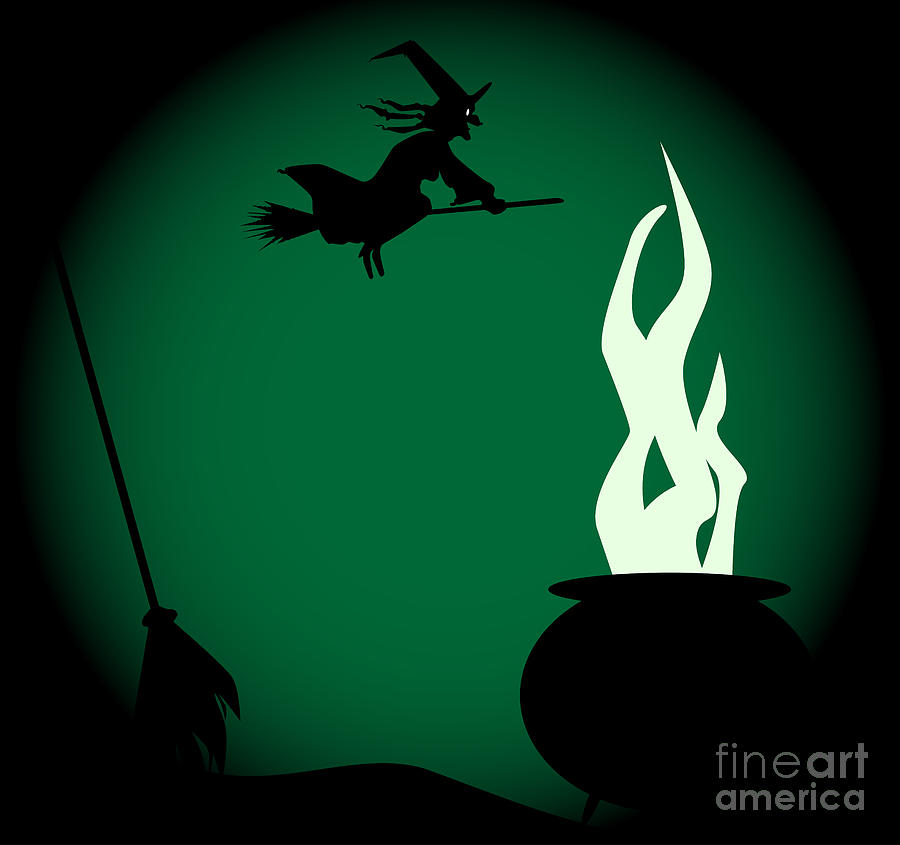 Halloween Witch Poster Background Digital Art by Bigalbaloo Stock
