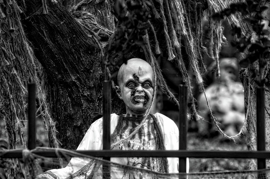 Halloween Zombies The Day After 04 BW Photograph by Thomas Woolworth