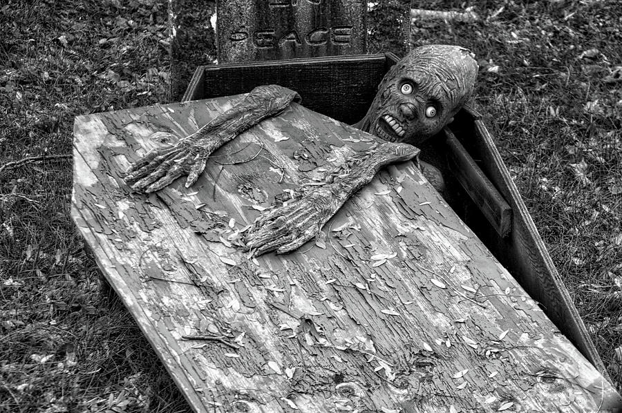 Halloween Zombies The Day After 05 BW Photograph by Thomas Woolworth