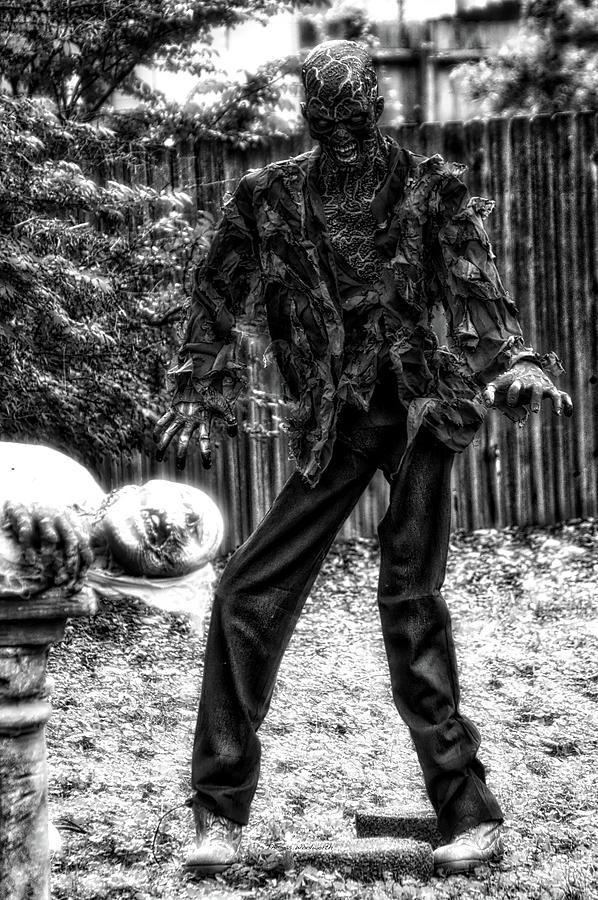 Halloween Zombies The Day After Vertical BW Photograph by Thomas Woolworth