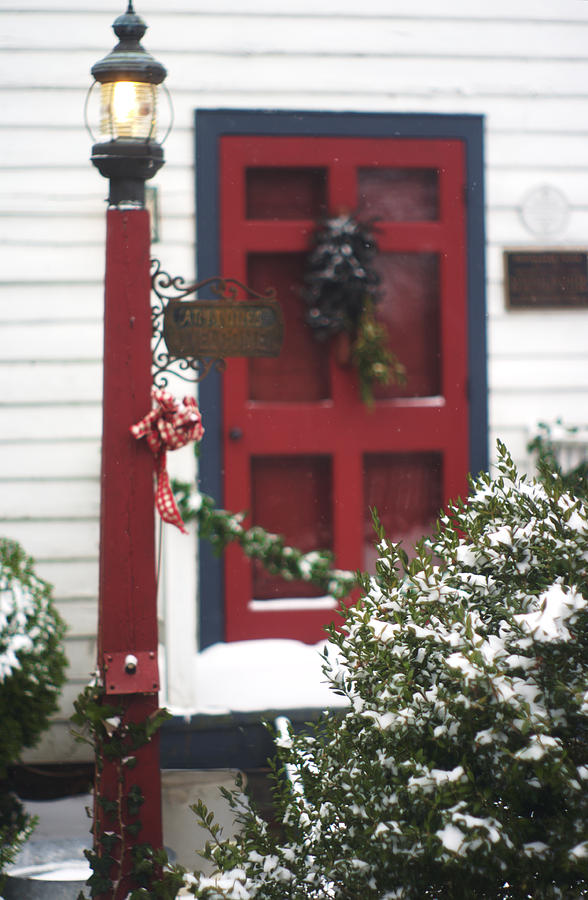 Hallsborough Tavern Back Door Closeup Decorated For the Holidays Christmas Photograph by Suzanne Powers
