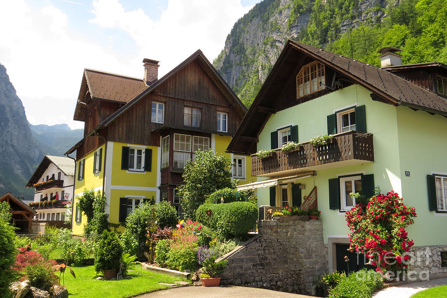 Hallstatt homes Photograph by Frank Townsley - Fine Art America