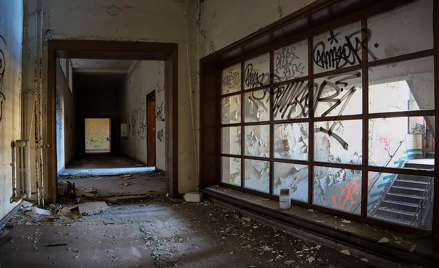 hallway window 1st floor- Urban decay Photograph by Dirk Ercken