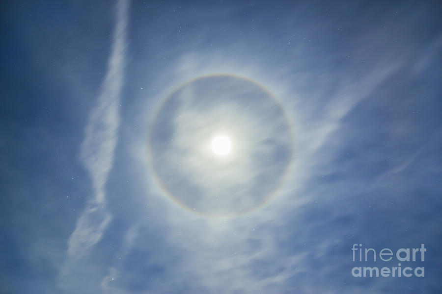 Full Moon Photograph - Halo Around Full Moon In A Sky by Alan Dyer