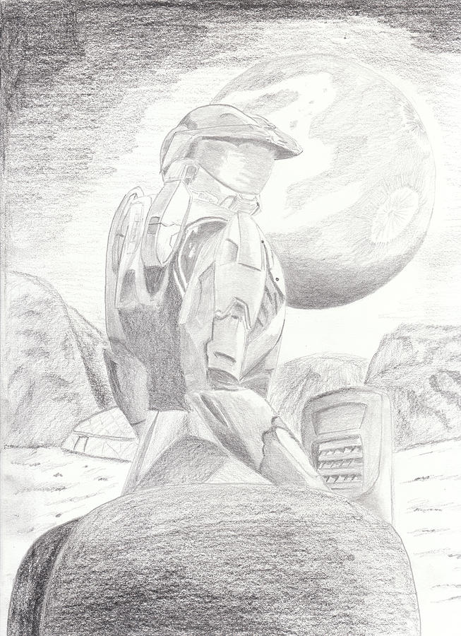 Halo Soldier Drawing by Martin Valeriano