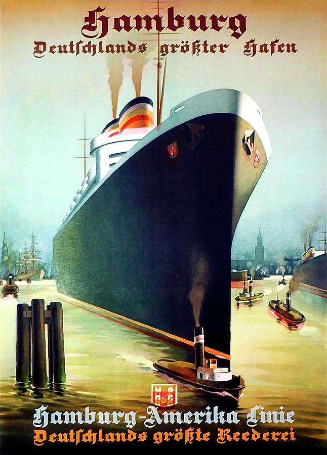 Vintage Painting - Hamburg - America cruiser by Long Shot