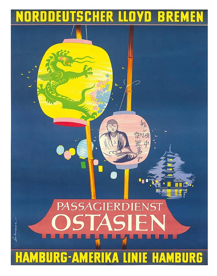 Hamburg-Amerika Linie Vintage German Travel Oceanliner Cruise Ship Poster Print 
