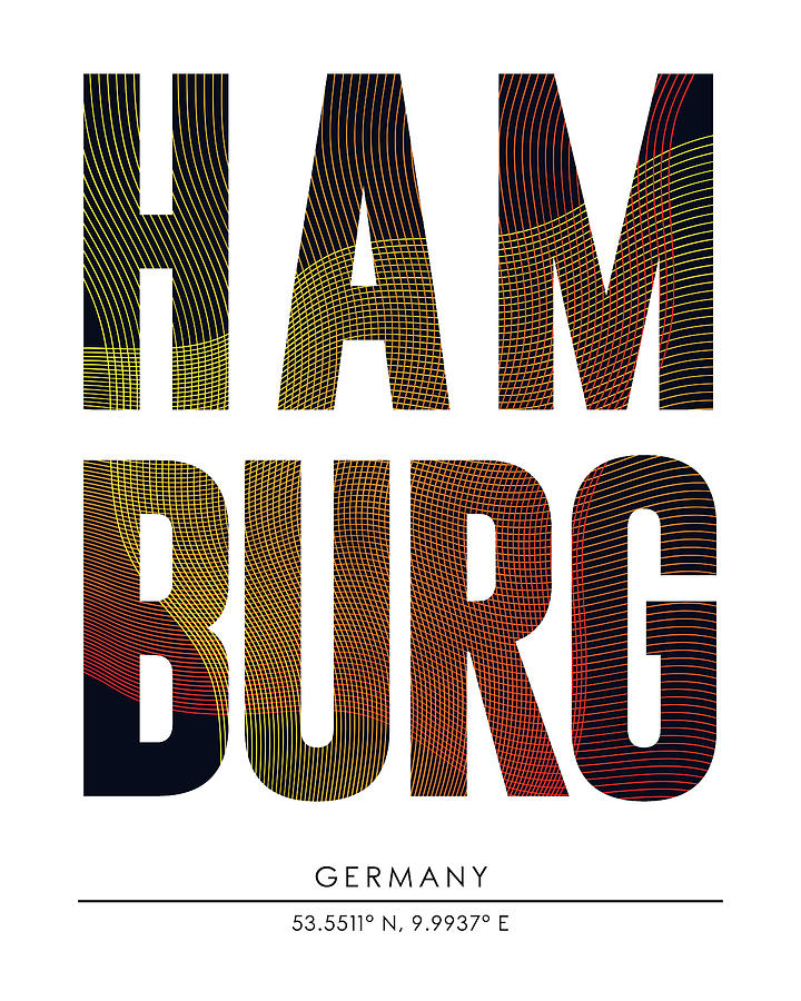 Hamburg, Germany - City Name Typography - Minimalist City Posters Mixed Media by Studio Grafiikka