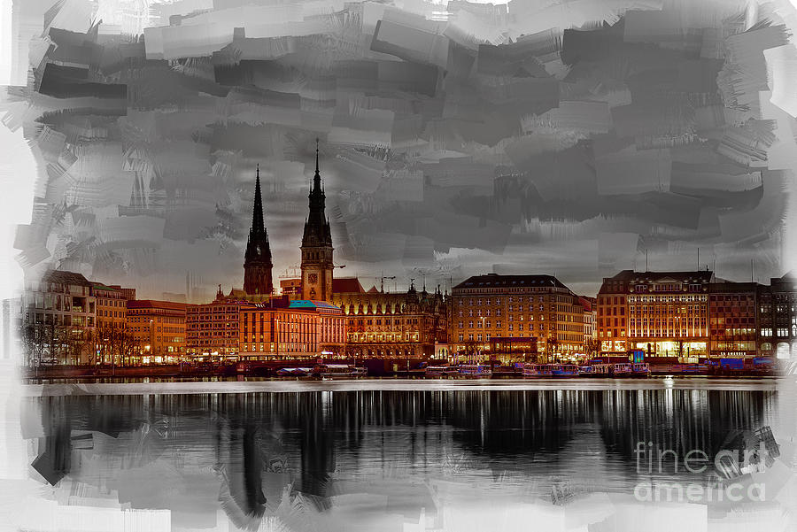 Hamburg Germany Skyline 01 Painting by Gull G