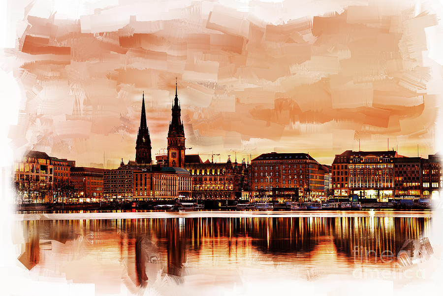 Hamburg Germany Skyline 02 Painting by Gull G