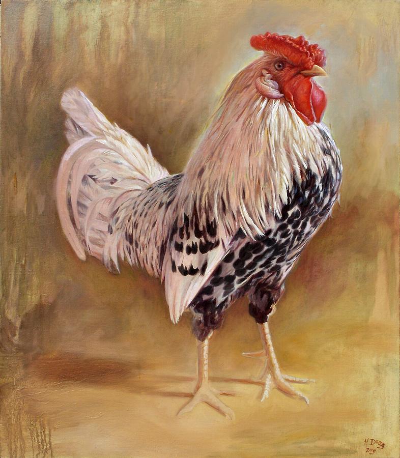 Hamburg Rooster Painting by Hans Droog