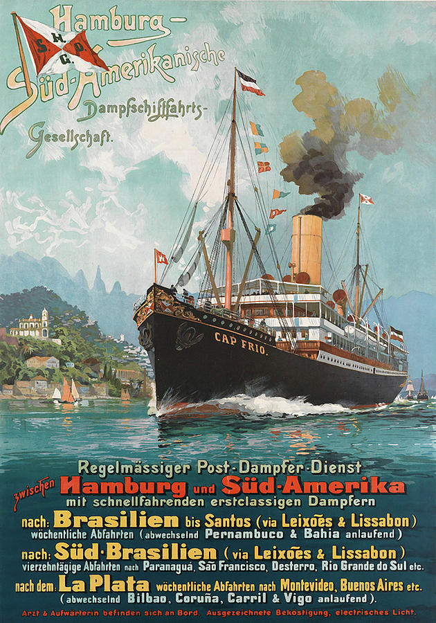 Vintage Painting - Hamburg - South America cruiser by Long Shot