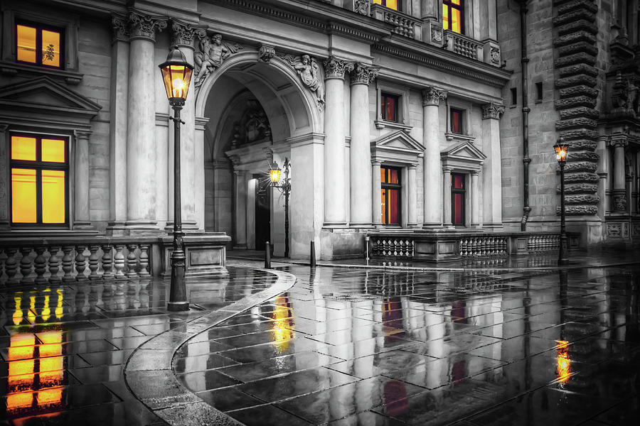 Hamburg Town Hall Courtyard in Black and White  Photograph by Carol Japp