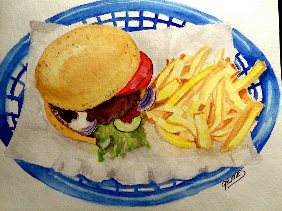 Hamburger Basket #2 Painting by Carol Grimes